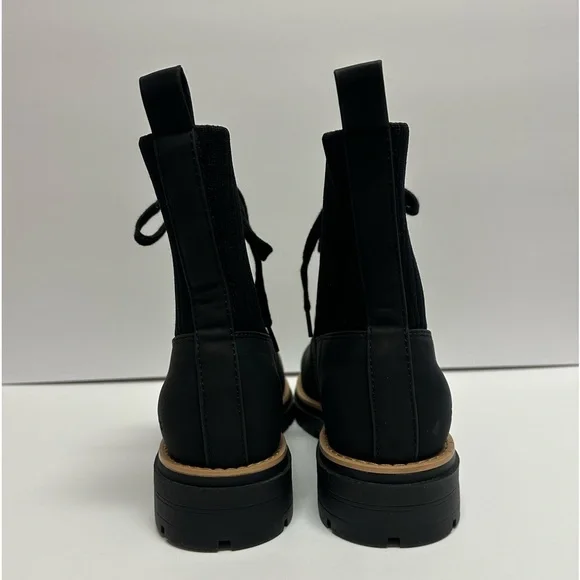 Tom's NEW Ionie Lace-Up Lug Sole Combat Boots Booties Zipper Black Size 12 - Picture 9 of 12